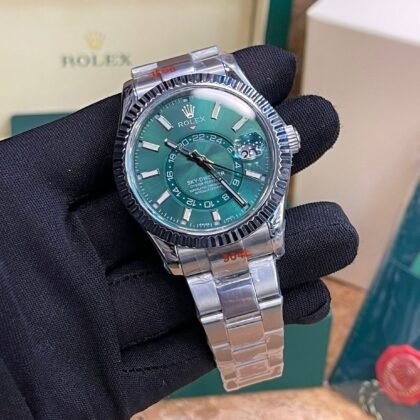 Rolex Sky-Dweller GMT Automatic Chronometer Green Dial Men's Watch