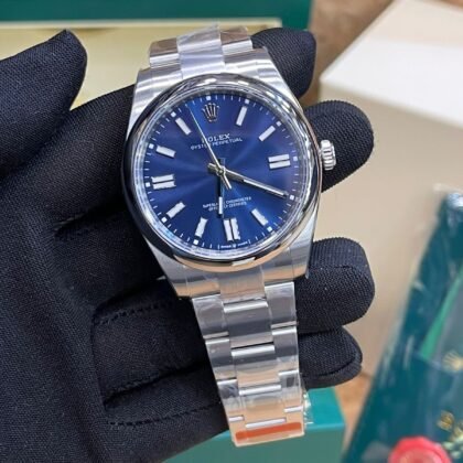Rolex Oyster Perpetual Automatic Chronometer Blue Dial Men's Watch
