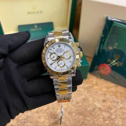 Rolex Cosmograph Daytona Gold-White Dial Stainless Steel Oyster Men’s Watch