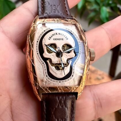 Franck Muller Skull Engraved Gold Dial Men's Watch