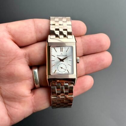 Jaeger LeCoultre Reverso Rose Gold White Dail Men's Watch