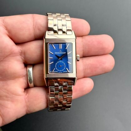 Jaeger LeCoultre Reverso Rose Gold Blue Dail Men's Watch