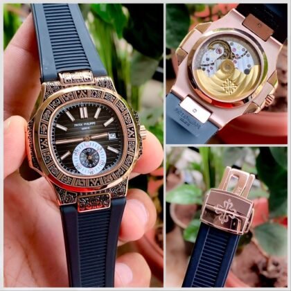 Patek Philippe Hand Enraved Brown Dail Men's Watch