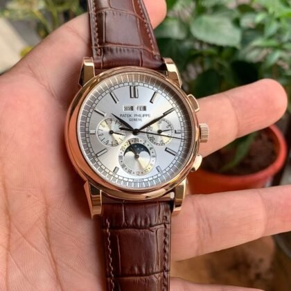 Patek Philippe Chronograph Green Dail Automatic White Dail Men's Watch