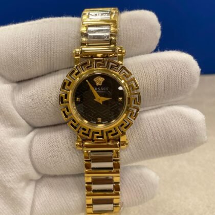 Versace La Greca Quartz Black Dial Ladies Watch