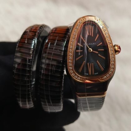 Bvlgari Serpenti Spiga Quartz Diamond Black Dial Ladies Watch