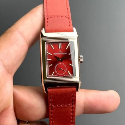 Jaeger LeCoultre Reverso Stainless Steel Red Dail Men's Watch
