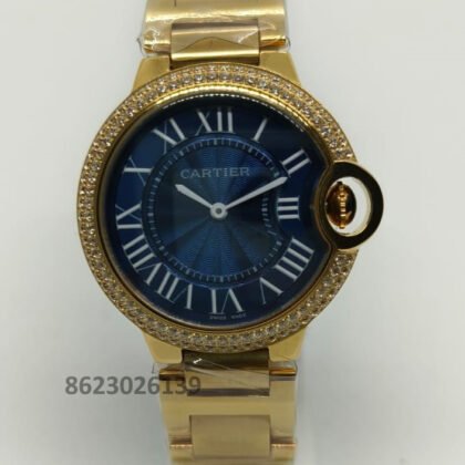 Cartier Ballon Diamonds Blue Dail Men'sWatch